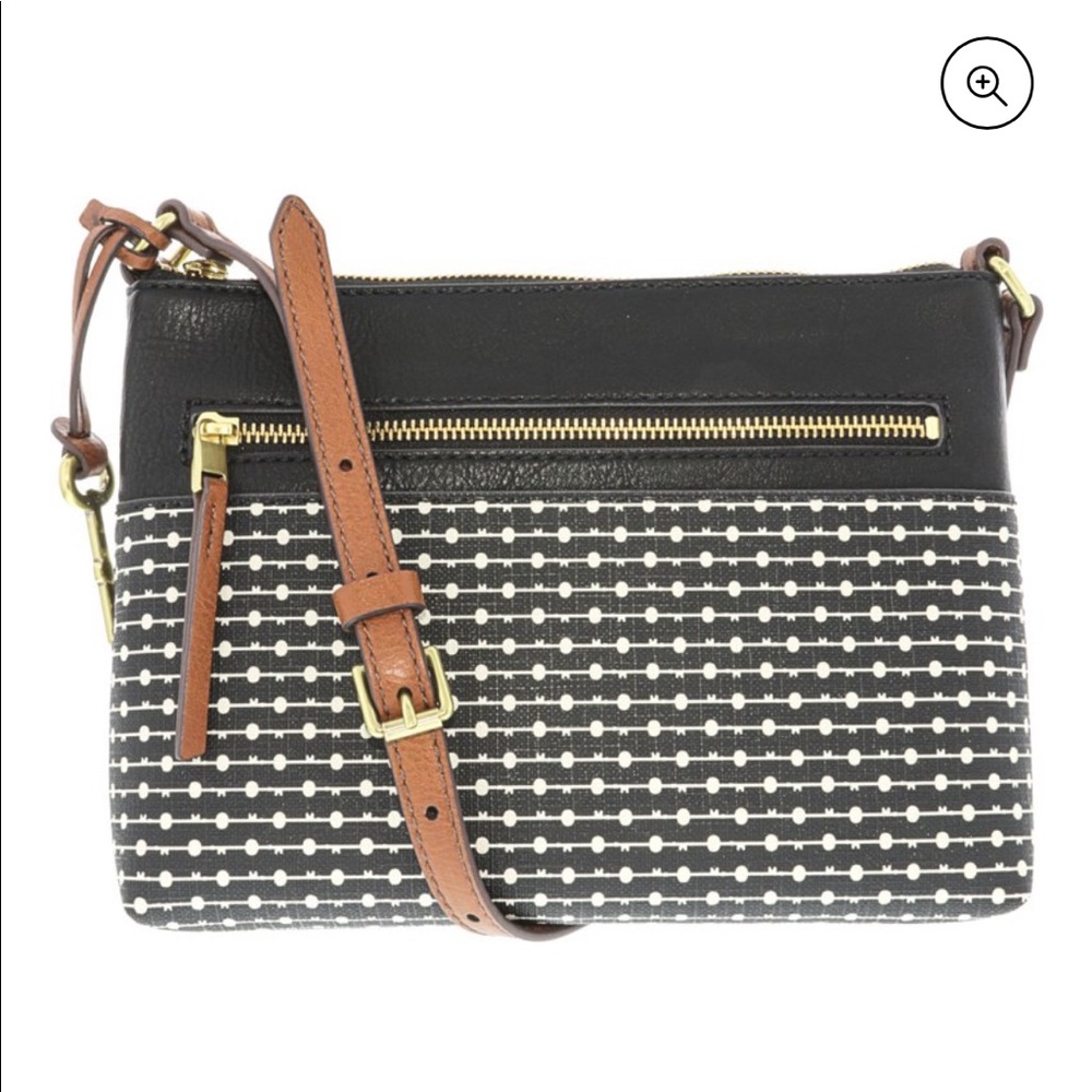 Fossil Women's Fiona Fabric Small Crossbody Cross Body Bag - Black Stripe